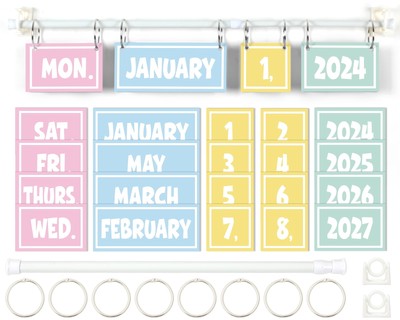 Pastel Calendar Bulletin Board Set Pastel Flip Calendar with Holder Pastel Cl...