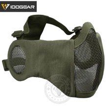 IDOGEAR Tactical Airsoft Mask Foldable Half Face Mask Mesh Protective Hunting