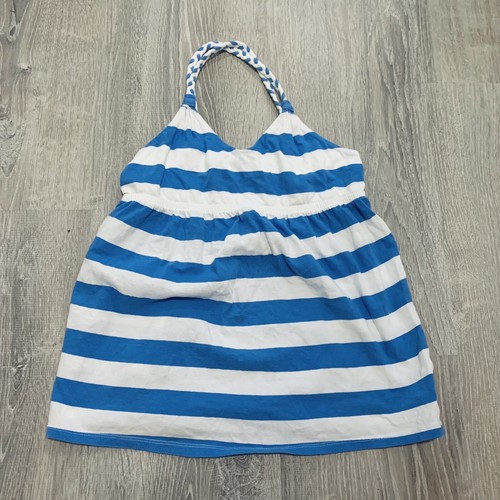 Old Navy Girl Top Sz L 10 / 12 Blue White Stripe Halter Top Summer Everyday - Picture 10 of 12