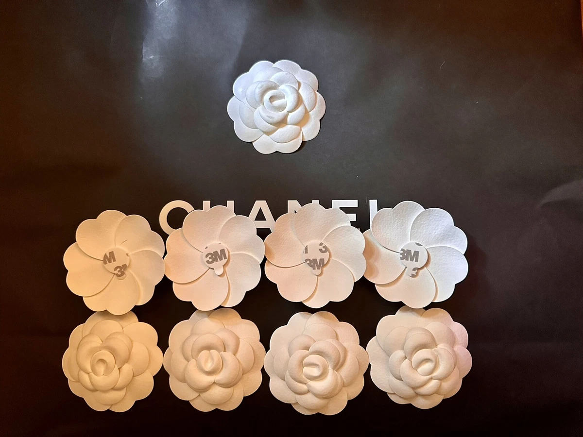 Shop Chanel White Fabric Camellia Flower Brooch Chanel at the