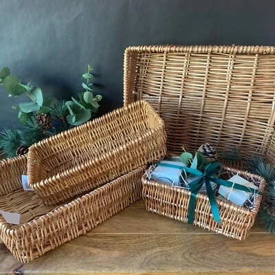 ECO HOME AND BUSINESS Christmas Wicker Hamper Basket Gift Tray Empty Natural Retail Packaging Box