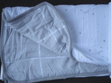 Cloud Island Jersey Knit Reversible Blanket White Gray Moons Stars 30"x40" NEW