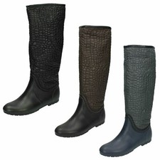 Ladies Spot On Crocodile Style Wellington Boots