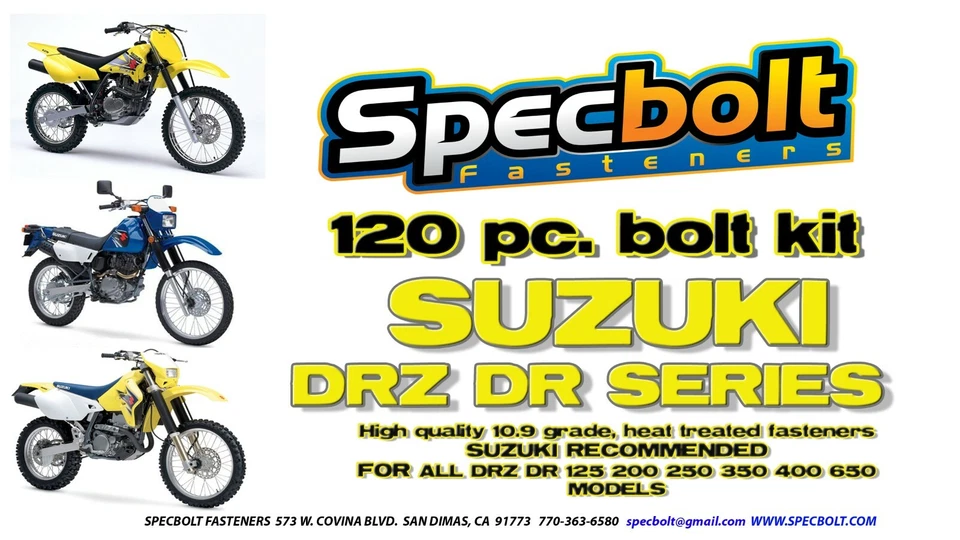 Kit de pernos 120 piezas Suzuki DR-Z DR 70 100 110 125 200 250 350 400 650 DRZ SM plásticos Foto 2 de 2