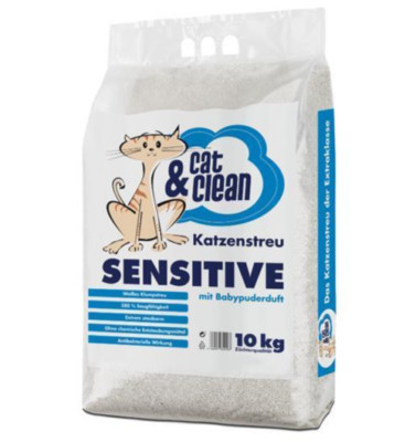 10 kg Cat & Clean  Katzenstreu Sensitive mit Babypuderduft Klumpstreu
