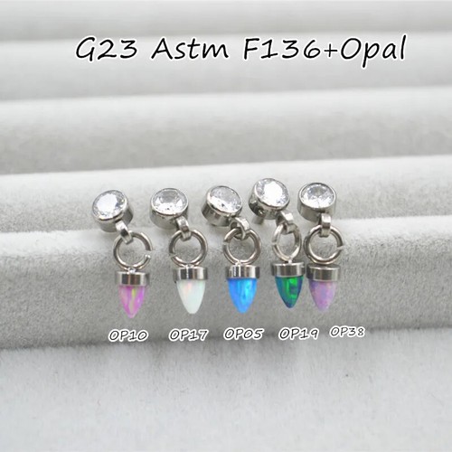 10pcs G23 Astm F136 CZ Opal Lip Labret Ring Bar Ear Cartilage Helix Tragus Studs - Picture 1 of 14