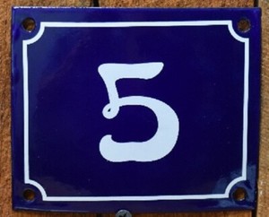 Vintage Style Blue Enamel Porcelain French House Number Door Steel Metal Sign 4