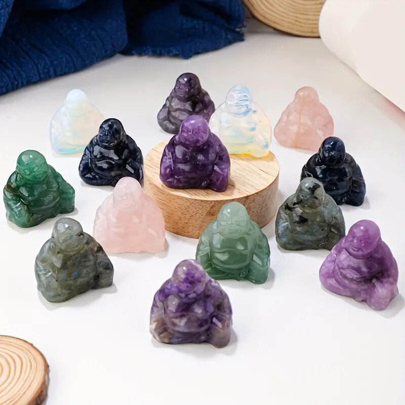 BEAUTIFUL CRYSTAL BUDDHA With ORGANZA BAG/February Amethyst