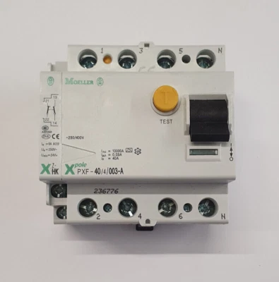 Moeller X-Pole PXF40/4/003-A, FI Schutzschalter + Hilfschalter, 230V, 40A - Bild 1 von 2