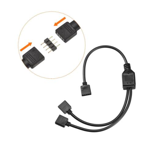 RGB LED Light Connector 4 Pin 2 Way Splitter Cable Black 3Pcs with 9Pcs Plugs - Picture 3 of 5