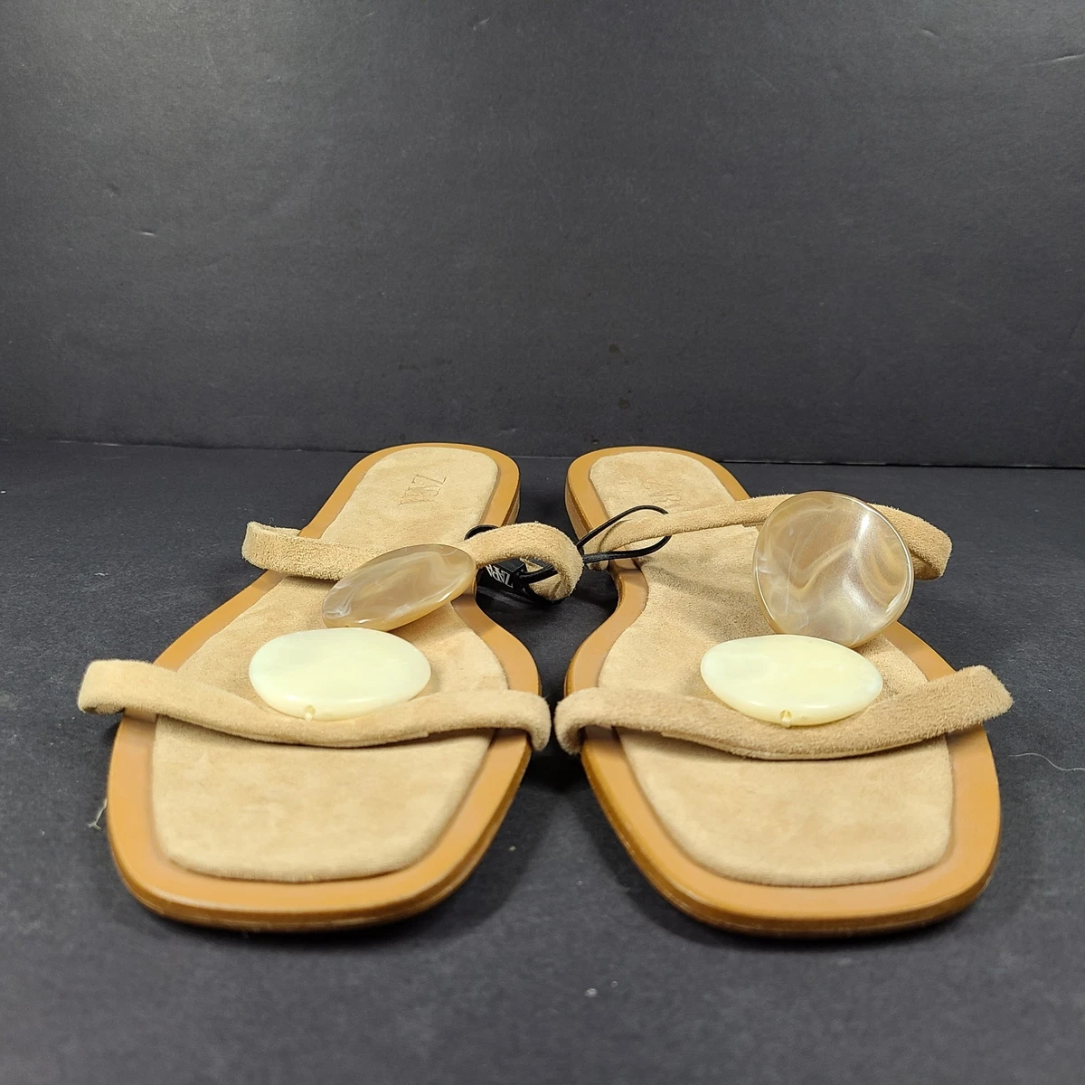 zara beige flat sandals