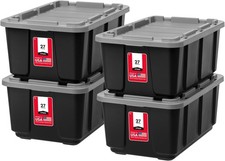 4-Pack Heavy Duty 27 Gallon Plastic Storage Bins with Lids for Home Organization