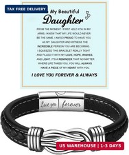 To My Daughter Love You Forever Bracelet, Mother and Daughter Braided Leather In