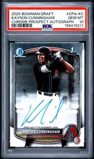 2025 BOWMAN DRAFT CHROME PROSPECT AUTO #CPA-KC KAYSON CUNNINGHAM PSA 10