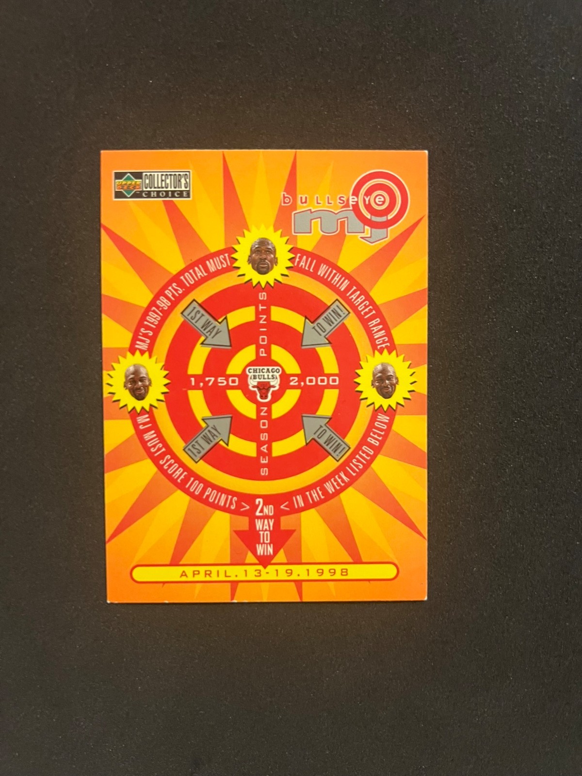 1998 Upper Deck #B23 Michael Jordan Chicago Bulls MJ BULLSeye Contest Card #23
