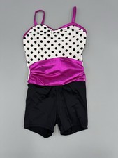 Weissman Girl Dance Outfit 1 Piece Polka Dot Top Black Shorts Purple Middle IC