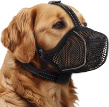 Dog Muzzle,Mesh Soft Muzzle Small Medium Large Sized Dogs Breathable Reflective