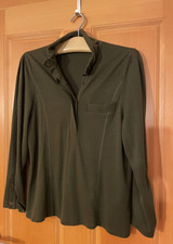 BASLER Pullover/Blusen-Shirt 30%Schurwolle Gr.38 oliv-grün/braun
