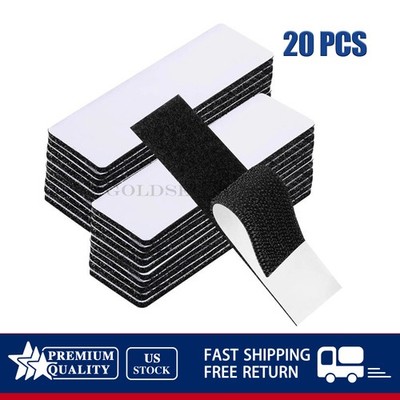 20 Set Black Heavy Duty Hook & Loop Adhesive Strips Sticky Back Fastener 1x4 