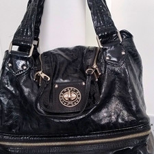 Y2K Marc by Marc Jacobs Black Patent Leather Shoulder Bag Zip/Turn Lock Strap