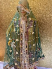 Green Gold Net Dupatta Mendi Wedding Shaadi
