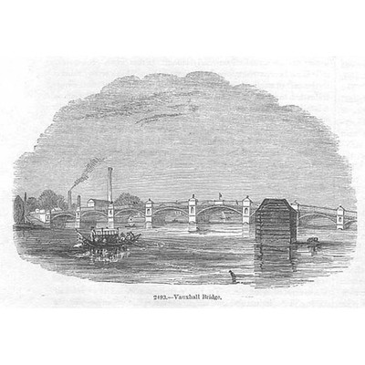 VAUXHALL BRIDGE London - Antique Print 1845