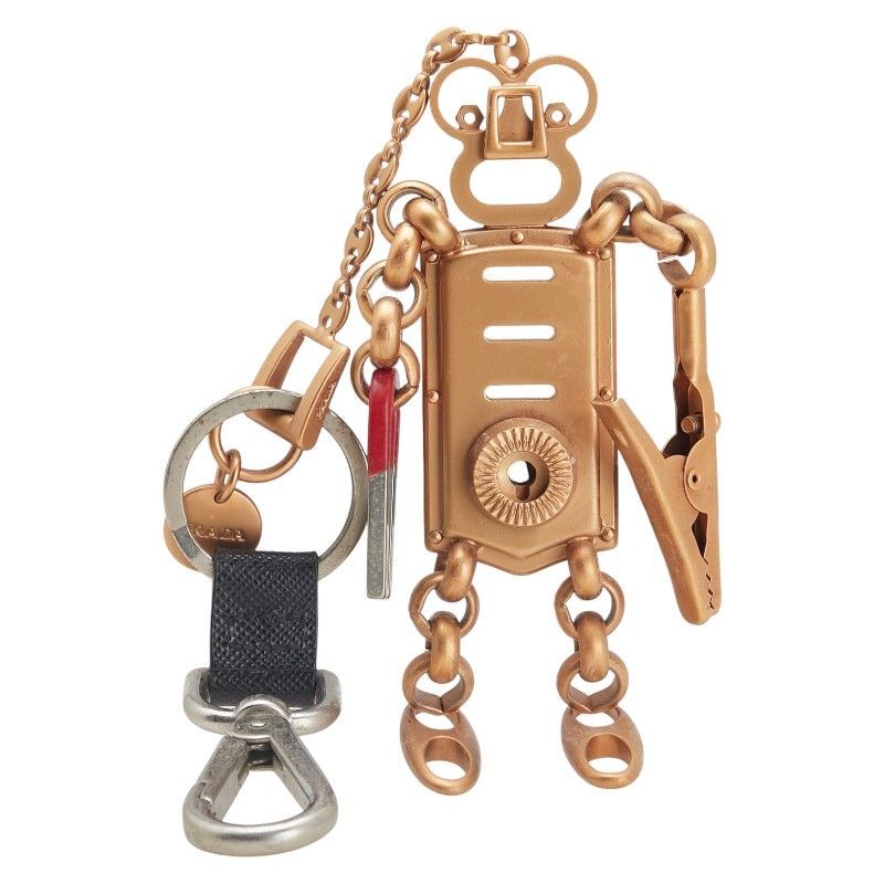 PRADA Key Ring Keychain Bag Robot Gold Red Silver Authentic thumbnail 5