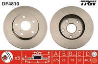 2X TRW Bremsscheibe DF4810 FüR Corolla Toyota Auris NRE150 Dual Vvti NRE180_ VVT