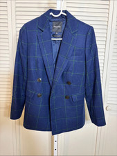 Madewell The Rosedale Wool Blend Blazer in Plaid Fresh Blueberry NM556 Size 00