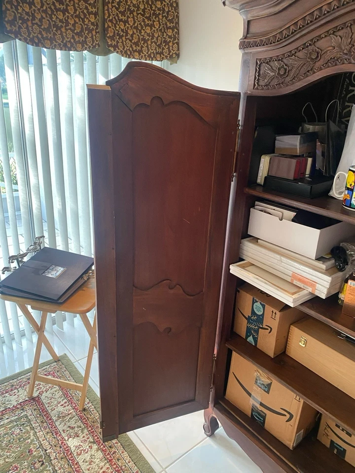 Solid Teak French Carved Armoire – Ornate Handcrafted Detail - Image 4 of 4