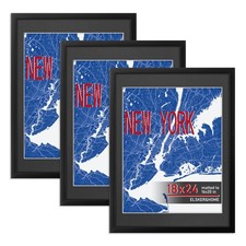 18x24 Poster Frame Black, Display Pictures 16x20 with Mat or 18x24 Photos wit...