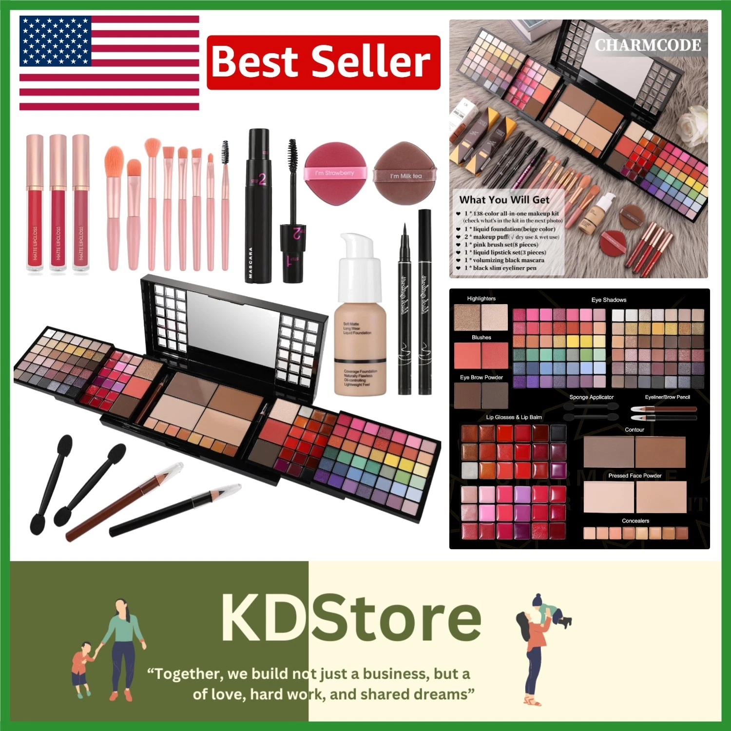 All-in-One Makeup Set for Women - Complete Kit with Foundation, Lipsticks & More