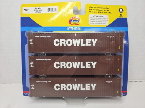 Paquete de 3 contenedores intermodales Athearn HO Crowley 45’ #27771 NUEVO | Condition: New