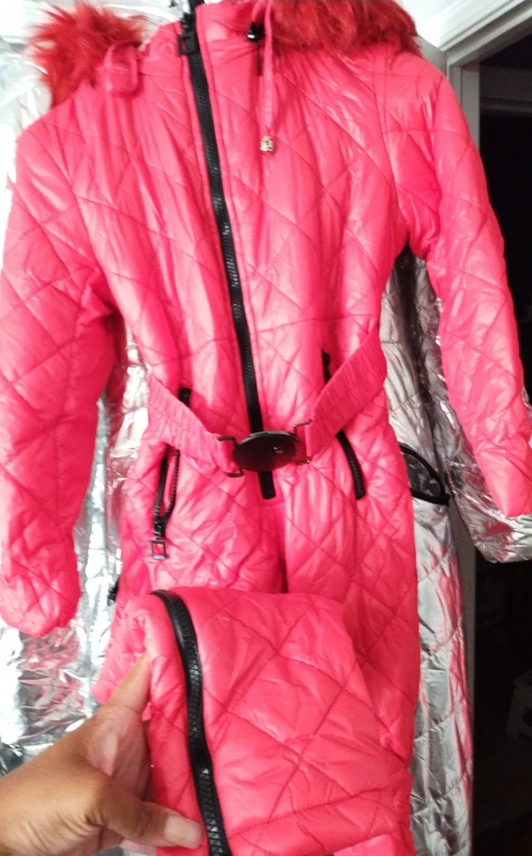 NUEVO Traje de Esquí Rojo Navidad Niños con Piel Extraíble y Cinturón Talla 8 Foto 4 de 4