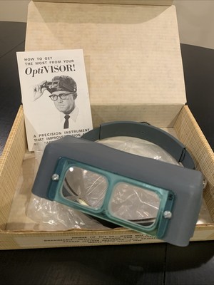 Vintage Donegan OptiVisor Headband Magnifier w/ Opti Loupes - Blue - Model DA-5