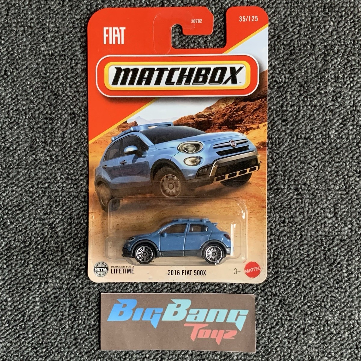 Matchbox 2016 Fiat 500X Blue #35 Mainline 2025 Case L (In-Stock