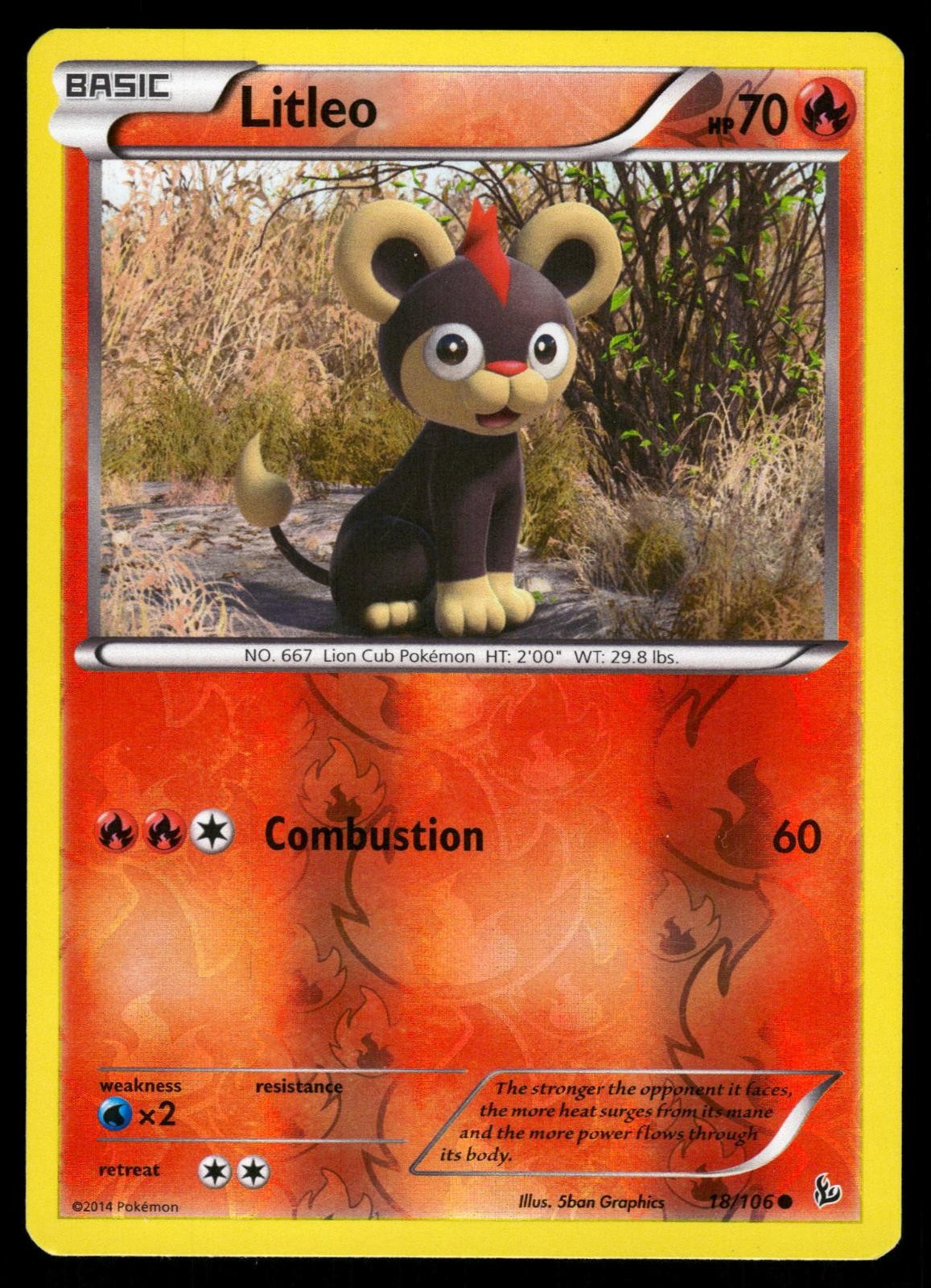 Litleo 18/106 Reverse Holo Common Flashfire Pokemon LP