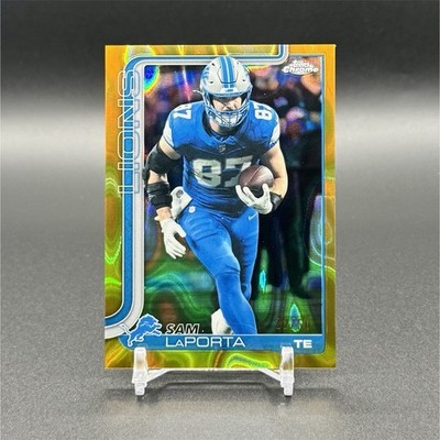 Topps 2025 Chrome Football #100 Sam LaPorta Gold Refactor 22/50