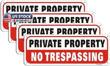 No Trespassing Signs Private Property Signs 4 Pack , 10x3.5 Inch Rust Free Meta