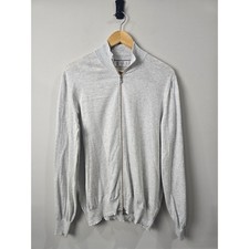 Brunello Cucinelli Mens Light Grey Cotton Full Zip Cardigan Sweater 50 M2900106