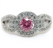 1CT Treated Pink Sapphire  Topaz 925 Solid Sterling Silver Ring Sz 6 MB5-3