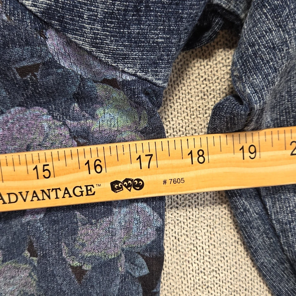 Style&co. The Essential Sweatshirt Womens PS Blue Floral Round Neck Long Sleeve - Image 2 of 4