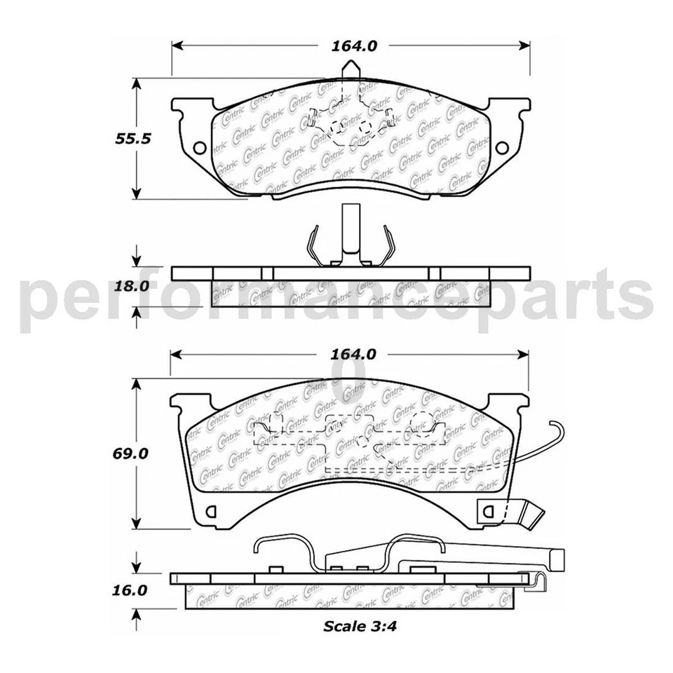 Juego de pastillas de freno de disco delanteras C-Tek rotor de freno de disco para Dodge Dynasty 1988-1990 Foto 4 de 4