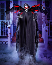 6FT Sound Activated Animatronics Skeleton, Outdoor Halloween Decorations with Sp