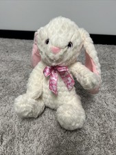 White Plush Bunny Stuffed Animal with Pink Ribbon