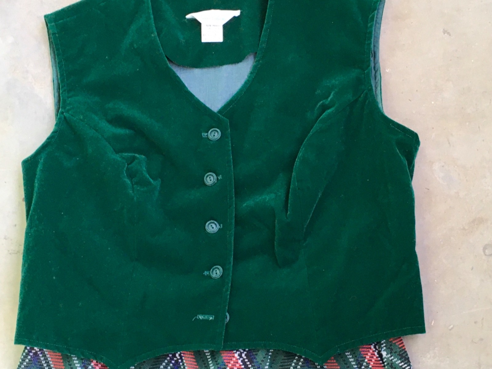 Sears Fashion USA Womens 16 Maxi Skirt Set 70s Tartan Plaid Matching Velvet Vest