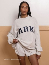 PARKE New Embroidered Mock Neck Stand Collar Loose Women's Sweatshirt