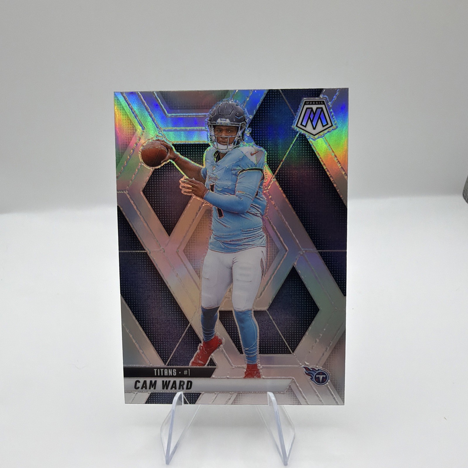 2025 Mosaic Football #382 Cam Ward RC *No Rookie Logo* True Silver Prizm