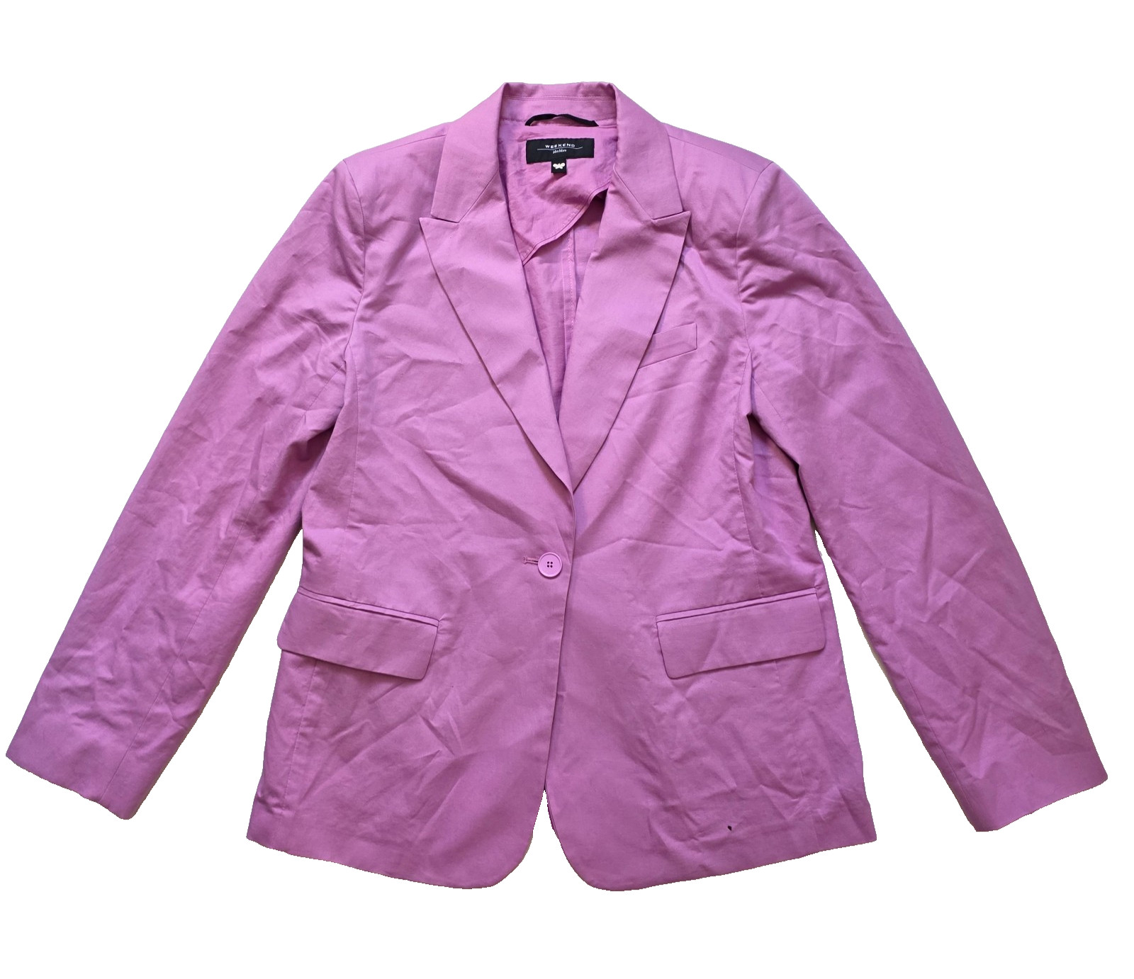 Weekend Max Mara Pink Cotton Linen Single Button Blazer Jacket Womens Size 14