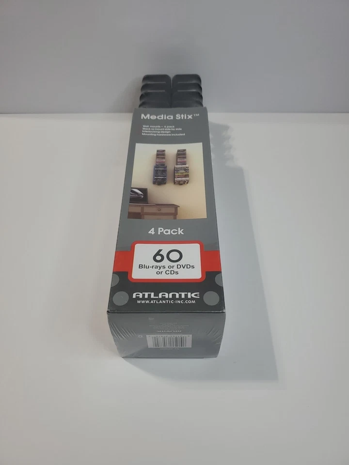 Atlantic Media Stix for Blu-rays, DVDs, CDs, Storage Wall Mount 4 Pack NEW - Image 4 of 4